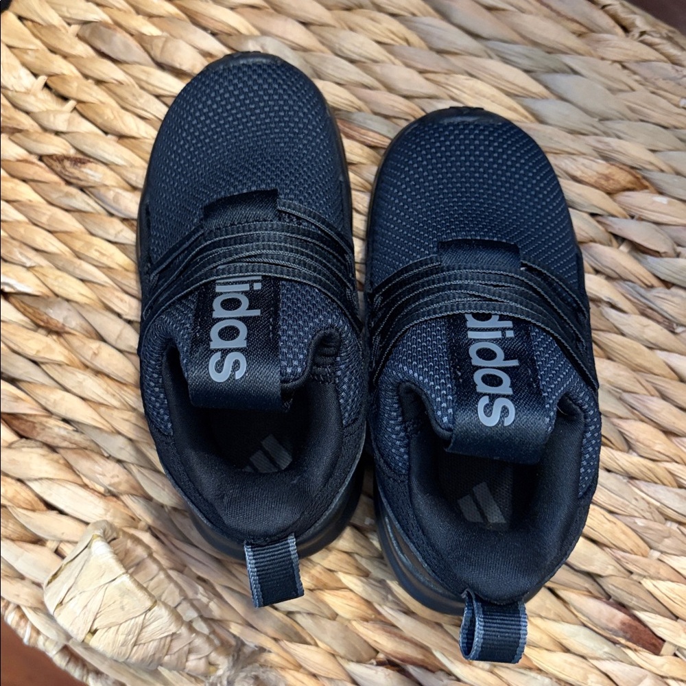 Adidas Kids Black Sneakers with Gray Accents